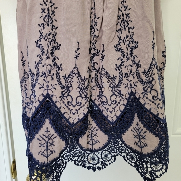 Altar'd State Gray Blue Ruffle Sleeve Crochet Lace Top Size M - Picture 3 of 11